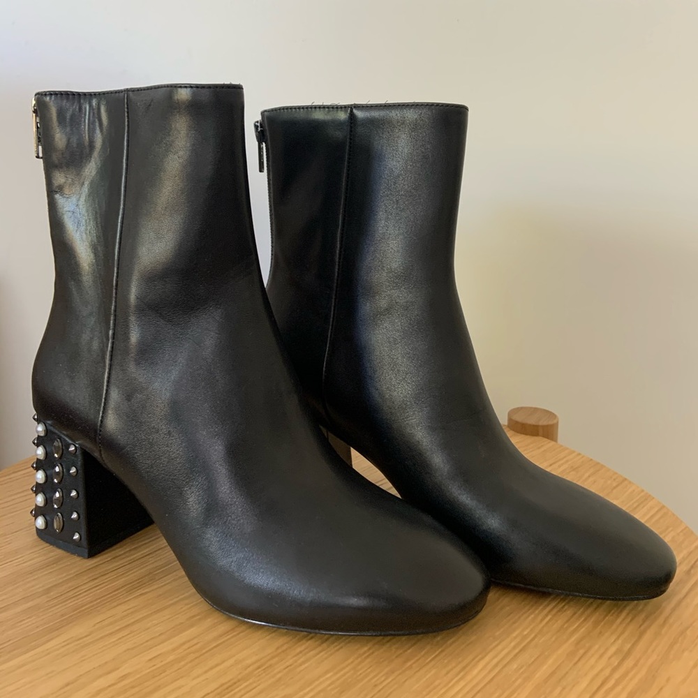 Ash Hyde Black Leather Studded Heeled Boot